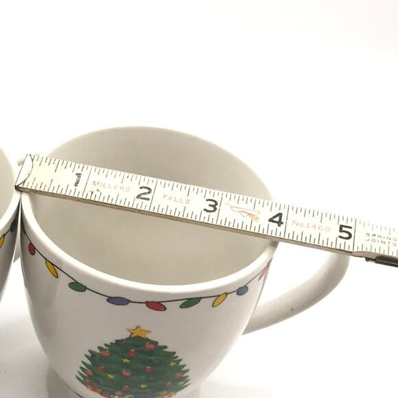 My Christmas Coffee Tea Mug Cup Christmas Tree & Lights Around Rim Set of 2 - Picture 6 of 6